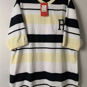 Black and White Short Sleeve Tee with Stripes